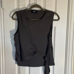 Cider ribbed tank with side tie detail, gray, size xl